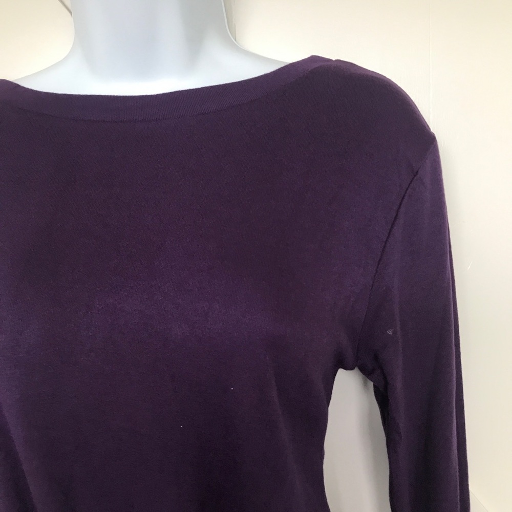 Purple off shoulder long sleeve solid top - Picture 7 of 7